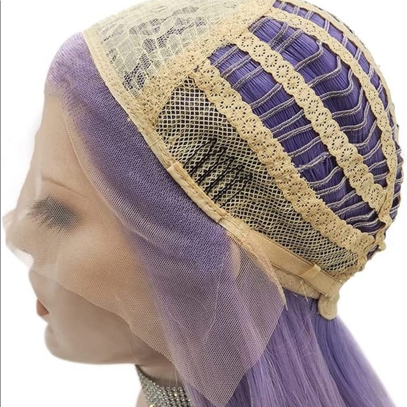 💕24” PURPLE BLUE UNICORN 🦄 OMBRE BODY WAVY CURLY LACE FRONT WIG 💕 NWT - Picture 7 of 7